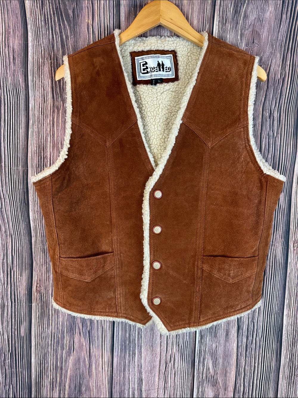 Exalted Brown Suede Sherpa-Lined Vest